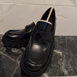 Coach Patent Leather Black Platform Loafers